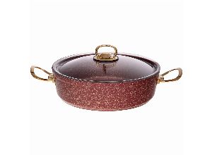 Сотейник agness премиум red queen 28x8 см, 4,9 л инд дно, трехслойное покр granit, pfoa free