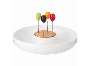 Менажница lefard native 2 секции 23*4,5 см, 4 вилочки (кор=12наб.)