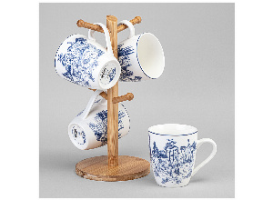 Набор кружек lefard novel на дерев. подставке 4 шт. 380 мл (кор=6наб.)