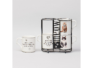 Набор кружек meow 4шт на подставке 368мл. (кор=8шт.)