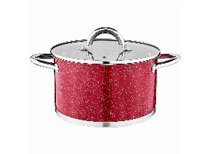 Кастрюля agness со стеклянной крышкой, нерж.сталь, серия red marble 6,0л 24х13,5см