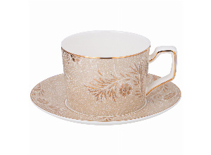 Чайная пара lefard золотые узоры 280 мл (кор=16наб.)
