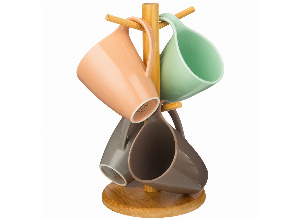 Набор из 4 кружек bronco meadow на дерев. подставке 380 мл (кор=12наб.)