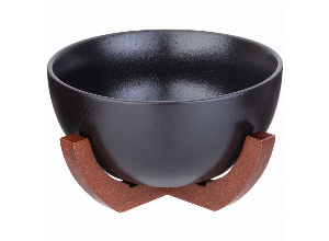 Салатник lefard native 18*20,5*10,5 см 1400 мл черный на дерев. подставке (кор=12шт.)