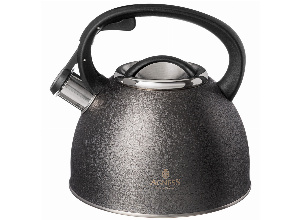 Чайник agness со свистком 2,5 л, grey, индукцион. дно