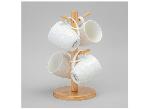 Набор кружек lefard flowers story на дерев. подставке 4 шт. 11*8*9,5 см 275 мл