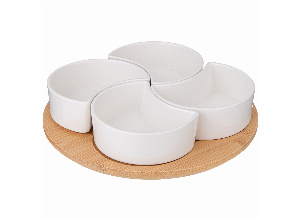 Менажница lefard native 4 секции на дерев.подставке 23*6,5 см (кор=8шт.)