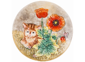 Тарелка декоративная lefard котенок и маки 20,5*2,5 см (кор=24шт.)