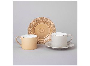 Чайный набор lefard top style на 2 пер. 4 пр. 250 мл бежевый, бирюзовый (кор=12наб.)