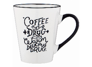 Кружка белая с черной ручкой 400 мл (кор=36шт) 13,3*9,6*11,5см