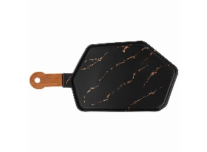 Менажница с деревянной ручкой коллекция золотой мрамор цвет:black 40*19 см