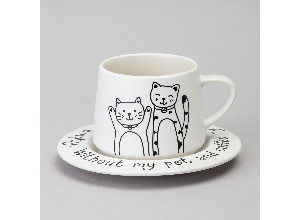 Чайный набор lefard на 1 персону коты цвет белый