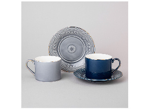 Чайный набор lefard top style на 2 пер. 4 пр. 250 мл голубой, синий (кор=12наб.)