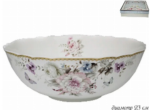108-236 Салатник 23см. ХРИЗАНТЕМЫ в под.уп.(х8)Фарфор
