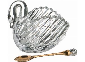 Икорница лебедь с ложкой 95 мл. 11*6*9,5 см. коллекция muza (кор=24шт.)
