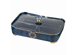 Менажница lefard herbal 4 секции 31*22*11 см со стеклянной крышкой синяя (кор=6шт.)