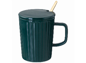 Кружка lefard herbal с крышкой и металл. ложкой 350 мл серая (кор=48шт.)