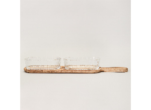 Менажница 2-х секционная на деревянной подставке400 мл