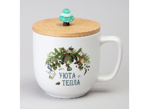 Кружка lefard winter story 390мл с бамбуковой крышкой мал.уп.=6шт