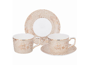 Чайный набор lefard золотые узоры на 2 пер. 4 пр. 280 мл (кор=12наб.)