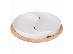 Менажница lefard native 2 секции на дерев.подставке 26*4 см (кор=8шт.)