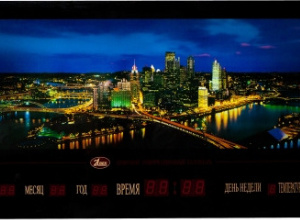 7037-812 SC Картина с инф. календарем, с подсветкой Река в ночном городе