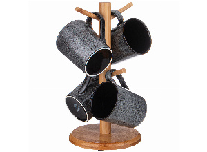 Набор кружек lefard graphite на дер. подставке 4 шт. 300 мл 11,5*8*9,5 см (кор=12наб.)