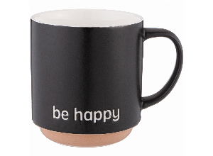 Кружкаbe happy 410 мл черная