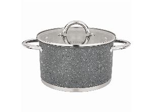 Кастрюля agness со стеклянной крышкой, нерж.сталь, серия монблан 6,0л 24х13,5см