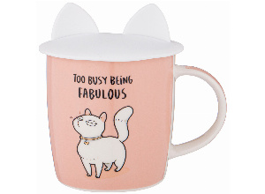 Кружка lefard котомания с сил. крышкой, 11,5/8,5*9см 400мл