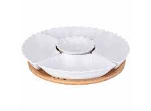 Менажница 5 секций lefard native 28 см на дерев. подставке (кор=8шт.)