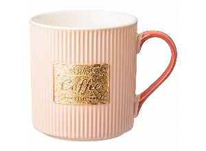 Кружка розовая с золотой деталью 360 мл (кор=36шт)