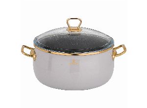 Кастрюля agness эмалированная со стекл. крышкой и антипригар. мраморным покрытием, 24см / 5,3л