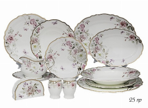 108-215 Обеденный сервиз 25пр. ПИОНЫ в под.уп. (х2)Фарфор