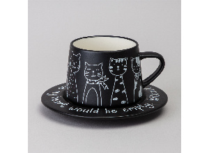 Чайный набор lefard на 1 персону коты цвет черный