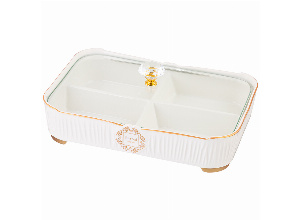 Менажница lefard herbal 4 секции 31*22*11 см со стеклянной крышкой (кор=6шт.)