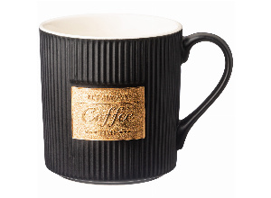 Кружка черная с золотой деталью 360 мл (кор=36шт)