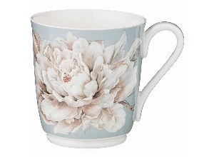 Кружка lefard белый цветок 320 мл голубая (кор=36шт.)