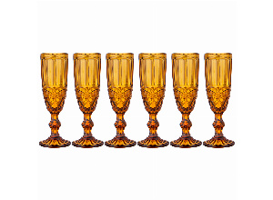 Набор бокалов для шампанского серпентина из 6шт. серия muza color 150мл. / в=20 см (кор=4наб.)